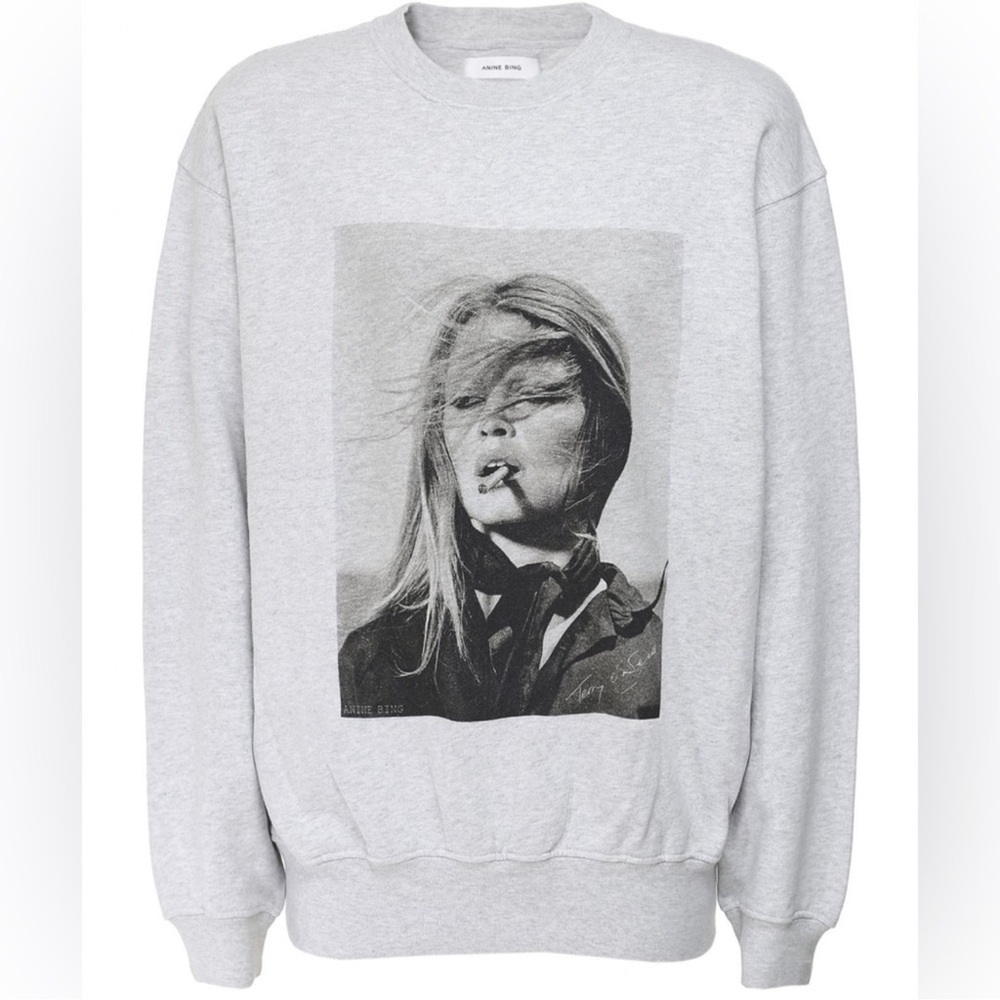 Anine Bing Gray Graphic Sweater